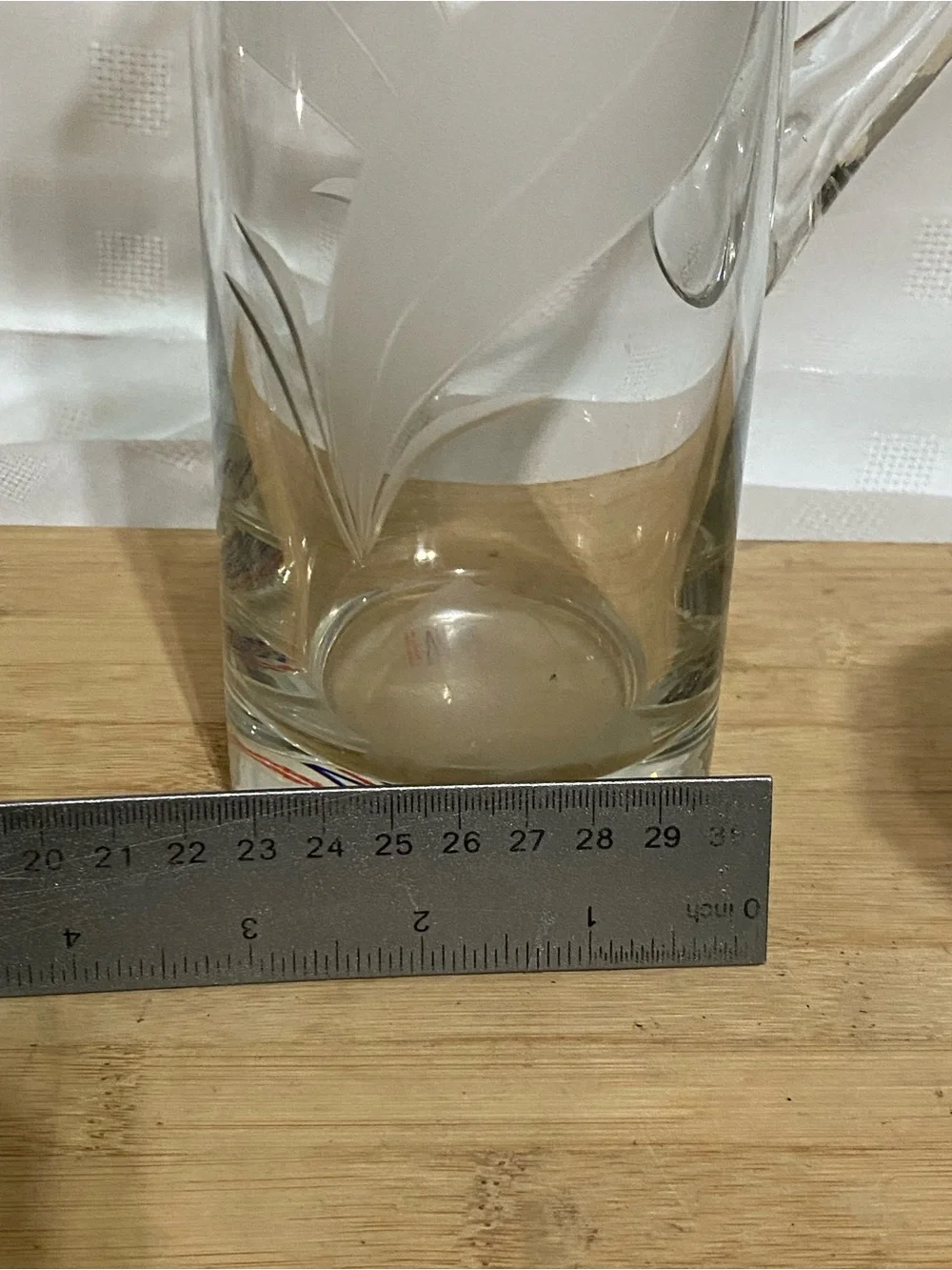 Vintage Vilusi Glass Handblown Etched Cylinder Vase